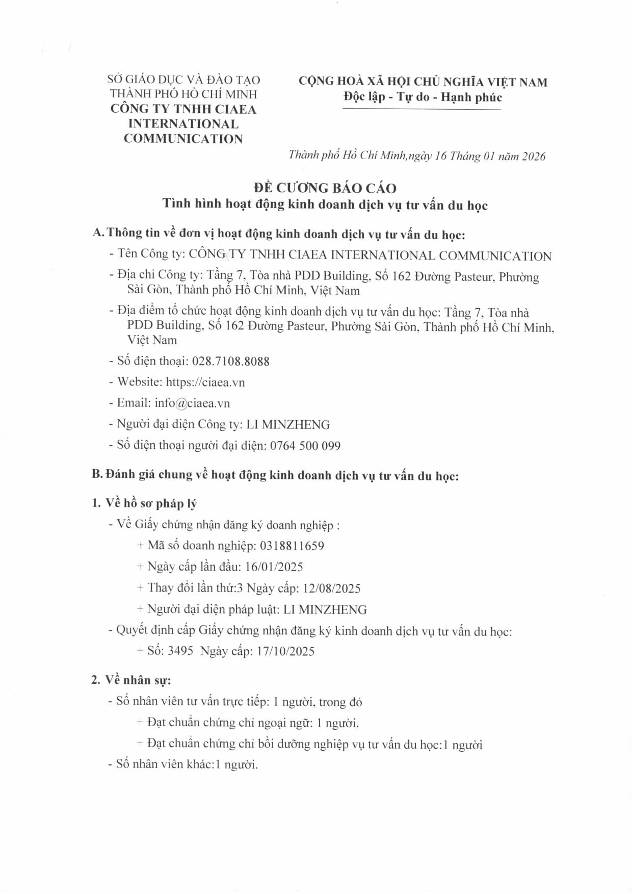 Annual activity report - page 1